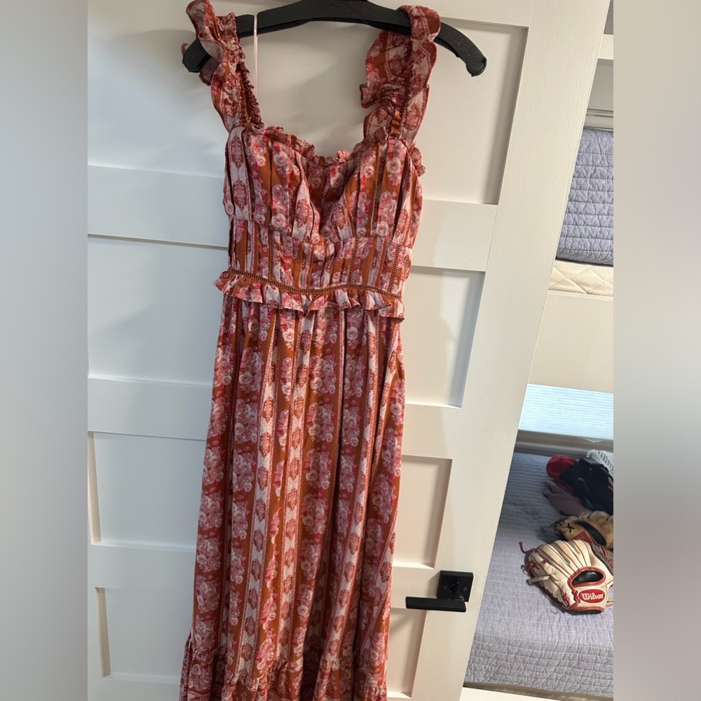 brown house of harlow 1960 long dress size XS